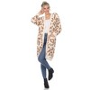 Women's Leopard Print Open Front High Pile Fleece Coat - White Mark - 2 of 4