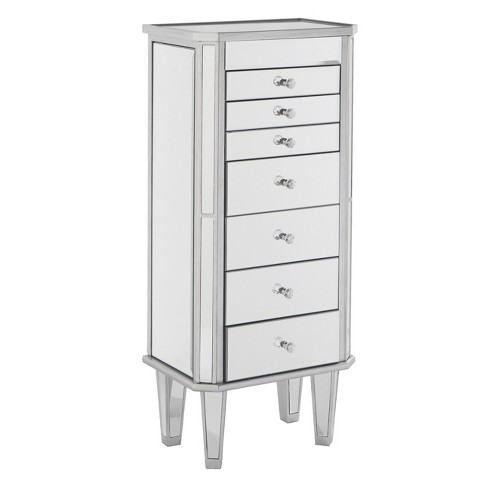 Melanie 7 Drawer Glam Jewelry Armoire Mirrored/brushed - Aiden Lane : Target