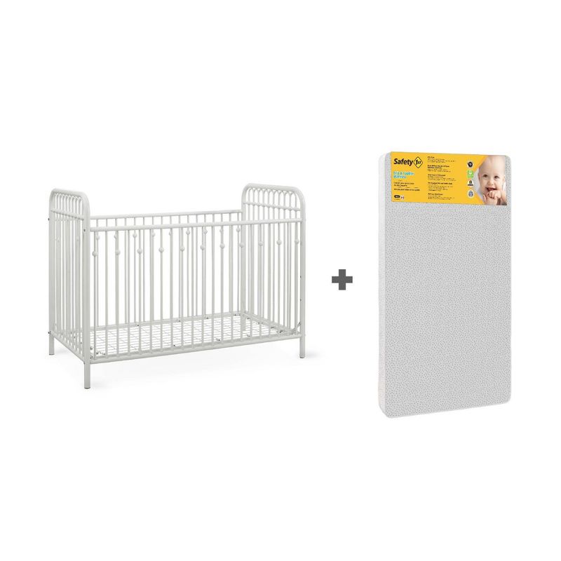 Little Seeds Monarch Hill Ivy Metal Crib with Safety 1st Nighty Night Baby & Toddler Mattress, 4 of 13