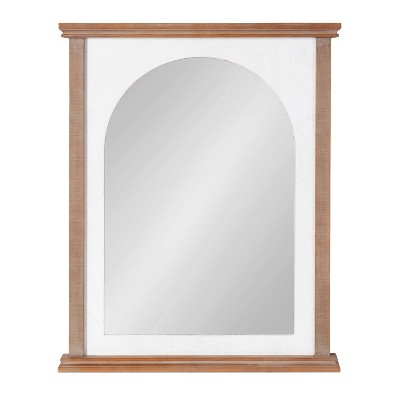 Rustic Brown and White Arched Wood Vanity Mirror