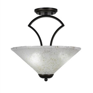 Toltec Lighting Zilo 3 - Light Flush Mount in  Dark Granite with 16" Gold Ice Shade - 1 of 1