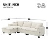 100" Modern Convertible L-Shaped Sectional Sofa with Removable Ottoman, Suede Velvet Upholstery & Throw Pillows - 3 of 4