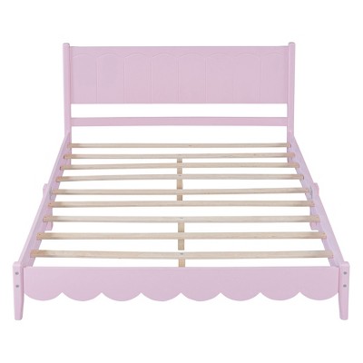 TiramisuBest Queen Size Wood Platform Bed Frame - Pink Wood Design
