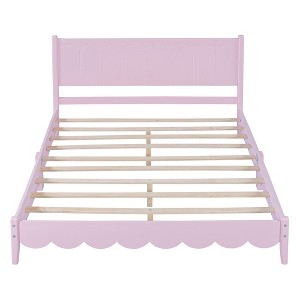 TiramisuBest Queen Size Wood Platform Bed Frame - Pink Wood Design - 1 of 4