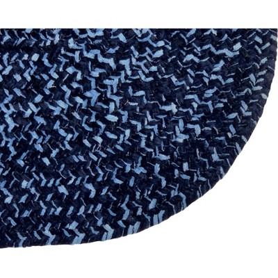 Navy & Smoke Blue Oval Braided Chenille 4' x 6' Rug