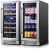 Yeego 15-Inch Dual Zone Beverage Cooler, 2-Piece, Holds 80 Drinks + 33 Bottles of Wine, Undercounter Beer and Wine Refrigerator, Built-In/Freestanding - 4 of 4