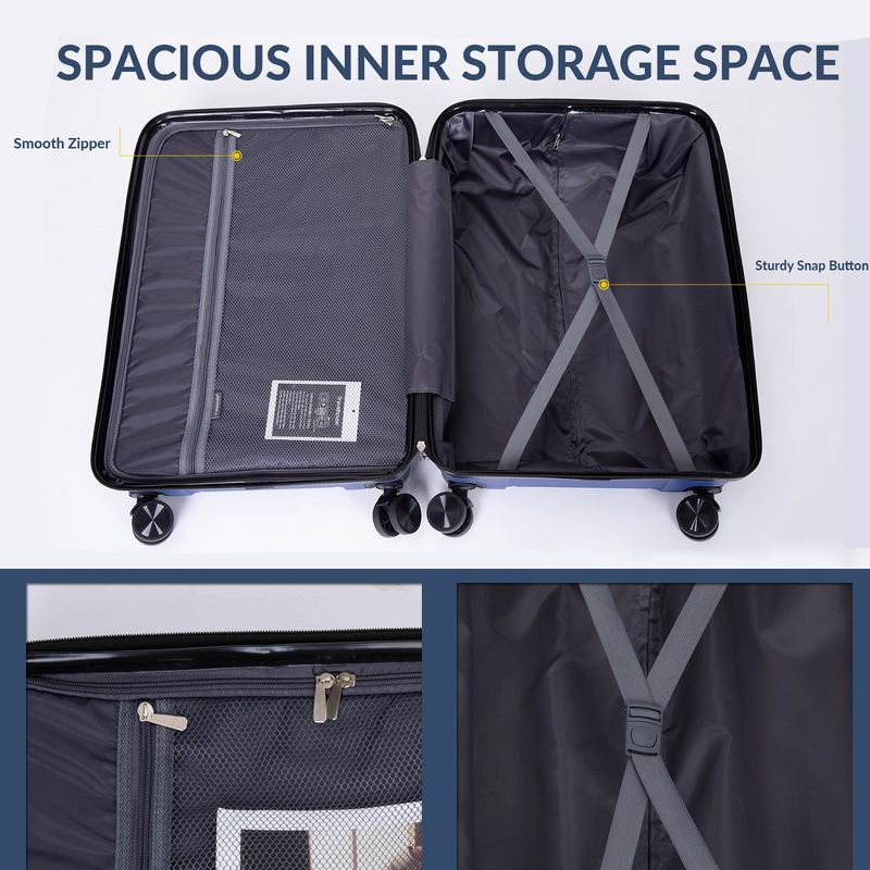 3 Piece Luggage Set,Hardshell Suitcase Set with Spinner Wheels & TSA Lock,Expandable Lightweight Travel Luggage, 4 of 8