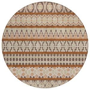Chocolate And Taupe Quatrefoil Washable Indoor Outdoor Area Rug - 1 of 4