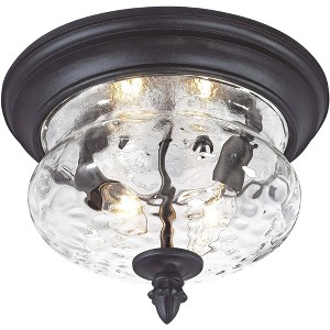 Minka Lavery Industrial Outdoor Ceiling Light Fixture Black Damp Rated 8 1/2" Clear Hammered Glass for Post Exterior Porch Patio - 1 of 2