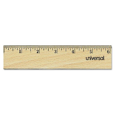 Universal Flat Wood Ruler w/Double Metal Edge 12" Clear Lacquer Finish 59021