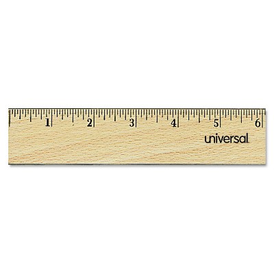 Universal Flat Wood Ruler w/Double Metal Edge 12" Clear Lacquer Finish 59021