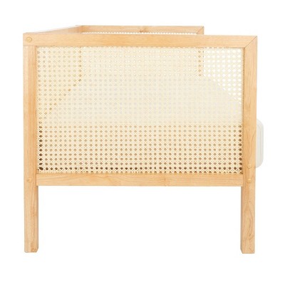 Natural Rattan 3-Seater Sofa with White Cushions