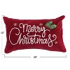 Storied Home "Merry Christmas" Cotton Velvet Lumbar Pillow, Burgundy, Green and White - 2 of 2