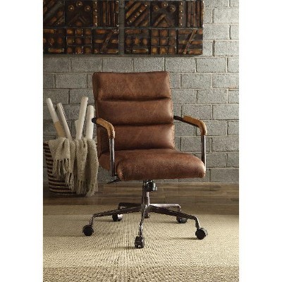 NicBex Executive Ergonomic Office Chair – Top Grain Leather, 360° Swivel Chair with High-Back Lumbar Support, Retro Home Office Desk Chair