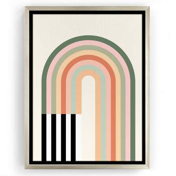 Americanflat - Mid Century Modern Geometric Pink And Green 4 by The Print Republic Floating Canvas Frame - Modern Wall Art Decor