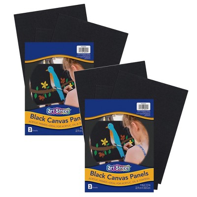 Prang® Canvas Panels, Black, 9" x 12", 3 Per Pack, 2 Packs