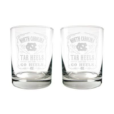 NCAA North Carolina Tar Heels 15oz Rocks Glass Set - 2pc