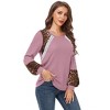Clearlove Women's Leopard Print Tunic Tops Casual Color Block Blouse Long Sleeve T Shirt - 2 of 4