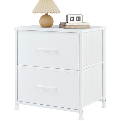 DOMETOUR Nightstand with 2 Storage Drawers Metal Frame and Wood Top Mini Dresser for Bedroom Closet Entryway College Dorm
