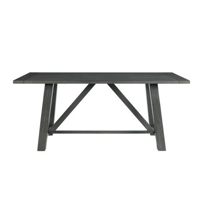 Rustic Farmhouse 6PC Gray Dining Set with Cross-Back Chairs