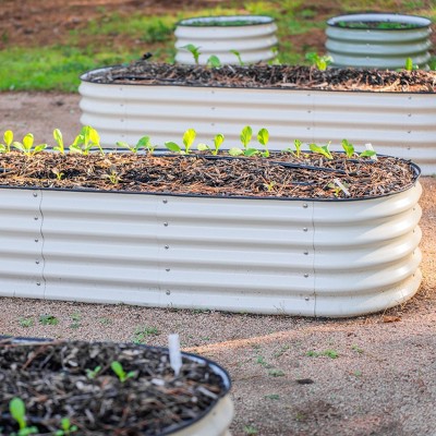17" Tall Pearl White Modular Metal Outdoor Raised Garden Bed