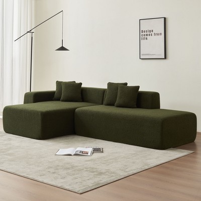 Modular Sectional Couch, Lambswool Fabric Modern L-Shape Sectional Sofa with Chaise Lounge