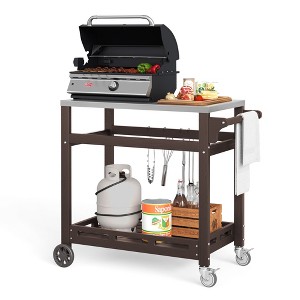 Arceso HDPS Outdoor Grill Cart, Pizza Oven Stand with Stainless Steel Top, Outdoor Bar Cart with 2 Total Lock Casters for Patio Grilling - 1 of 4