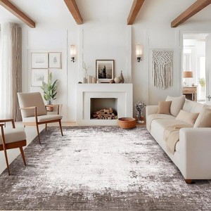 Acekool 6x9 Abstract Area Rug, Ultra-Soft Modern Carpet, Stain Resistant, Non Slip Low Pile Mat, Easy Washable for Living Room, Office, Grey - 1 of 4