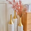 Angel Sar Handmade Ornate Metal Floor Vase, Gilded Starry Grid, Large Tall Flower Vase(Set Of 3) - 4 of 4