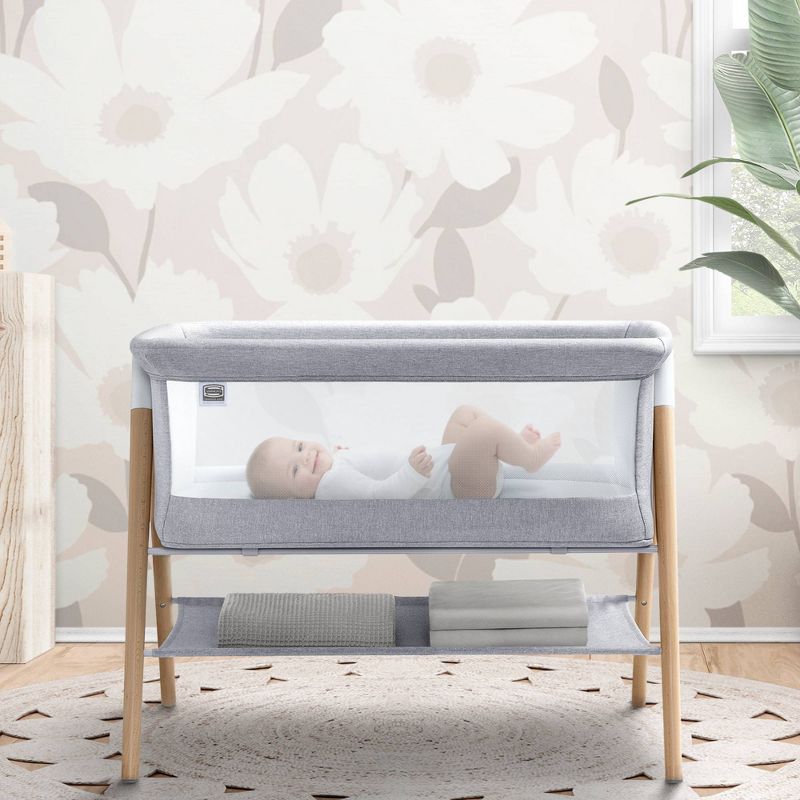 Simmons Kids&#39; Koi Beechwood By the Bed Bassinet - Dove Gray, 3 of 15