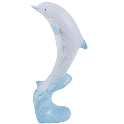 Set of 2 Blue and White Resin Dolphin Figurines