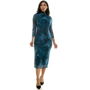 Harlow & Rose 3/4 Sleeve Funnel Neck Midi Dress (Women) - 1 of 2