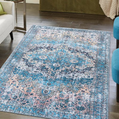 Unique Loom Mangata Mary Border Washable Indoor Flatweave Woven Area Rug