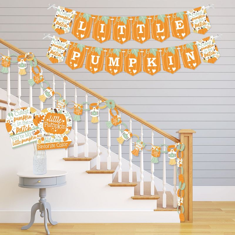 Big Dot of Happiness Little Pumpkin - Banner and Photo Booth Decorations - Fall Birthday Party or Baby Shower Supplies Kit - Doterrific Bundle, 3 of 8
