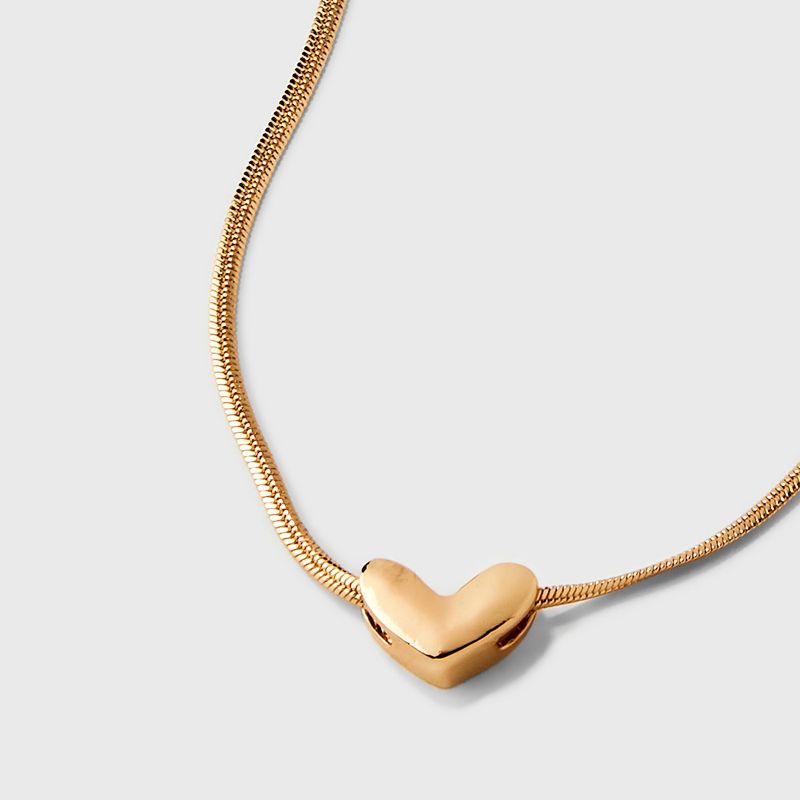 Herringbone Heart Charm Chain Necklace - Universal Thread&#8482; Gold, 5 of 8