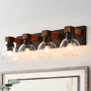 BAOURE 20.08" Black Bathroom Vanity Light Fixture, Rustic Wall Sconces with Glass Shade,Vanity Lighting Fixtures Over Mirror for Living Room Hallway - 1 of 4