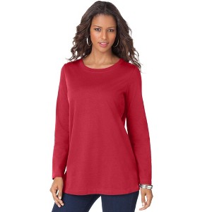 Roaman's Women's Plus Size Ultimate Long Sleeve Crewneck Tee - 1 of 4
