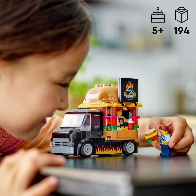 LEGO City Burger Truck Toy Building Set, Pretend Play Toy 60404, 3 of 11