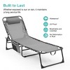 Adjustable 4-Position Reclining Gray Outdoor Lounge Chair with Breathable Mesh Seat, Foldable & Portable Design for Poolside -Coolbibila - 2 of 4