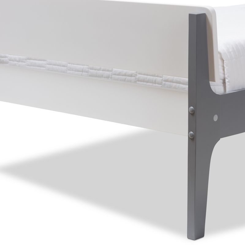 Twin Nereida Modern Classic Mission Style Finished Wood Platform Bed White/Gray - Baxton Studio, 6 of 10