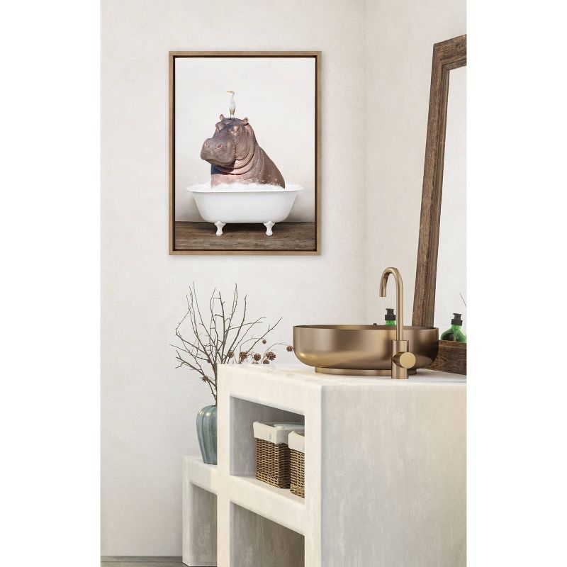 18&#34; x 24&#34; Sylvie Hippo and Bird in Rustic Bath Framed Canvas by Amy Peterson Gold - Kate &#38; Laurel All Things Decor, 6 of 8