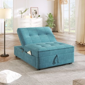 NicBex Convertible Sleeper Chair,Modern Multi-Function Folding Sofa Bed with Storage Pocket,Couches with USB Port for Living Room,Teal - 1 of 4