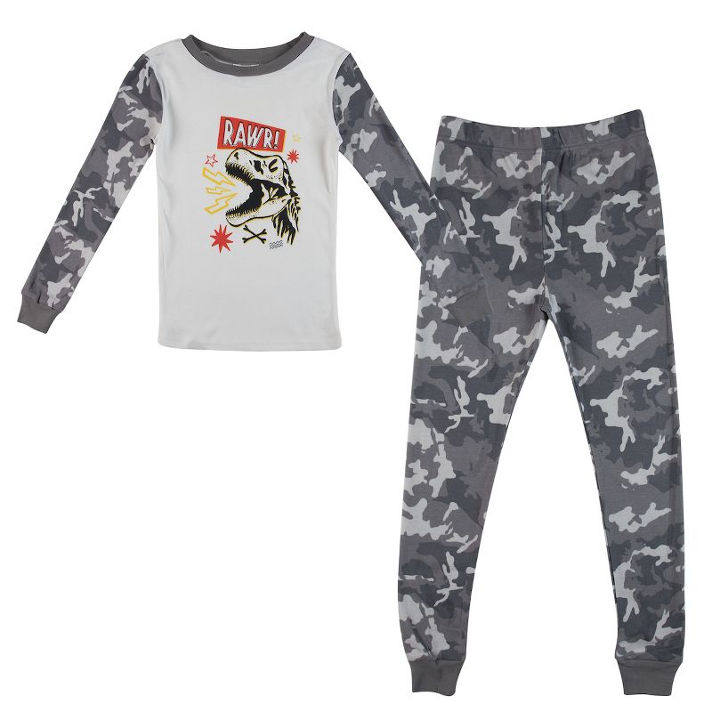 Dino Skull And Space Cadet Long Sleeve Youth Boys 2-Pack Pajama Set, 2 of 7