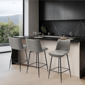 Vatros Counter Height Stools, FSC Certified Upholstered Faux Leather Bar Stools Set of 2 - 1 of 4