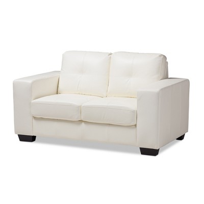 Adalynn Modern and Contemporary Faux Leather Upholstered Loveseat White - Baxton Studio