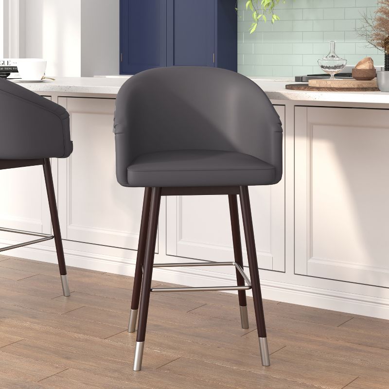 Emma and Oliver Upholstered  Counter Height Dining Stool with Wood Frame, 2 of 12