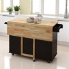 Kitchen Island Cart with Drop-Leaf Solid Wood Tabletop, Storage Cabinet, 3 Drawers, Spice Rack, Towel Holder,Kitchen Cart, Kitchen Cabinets - 2 of 4