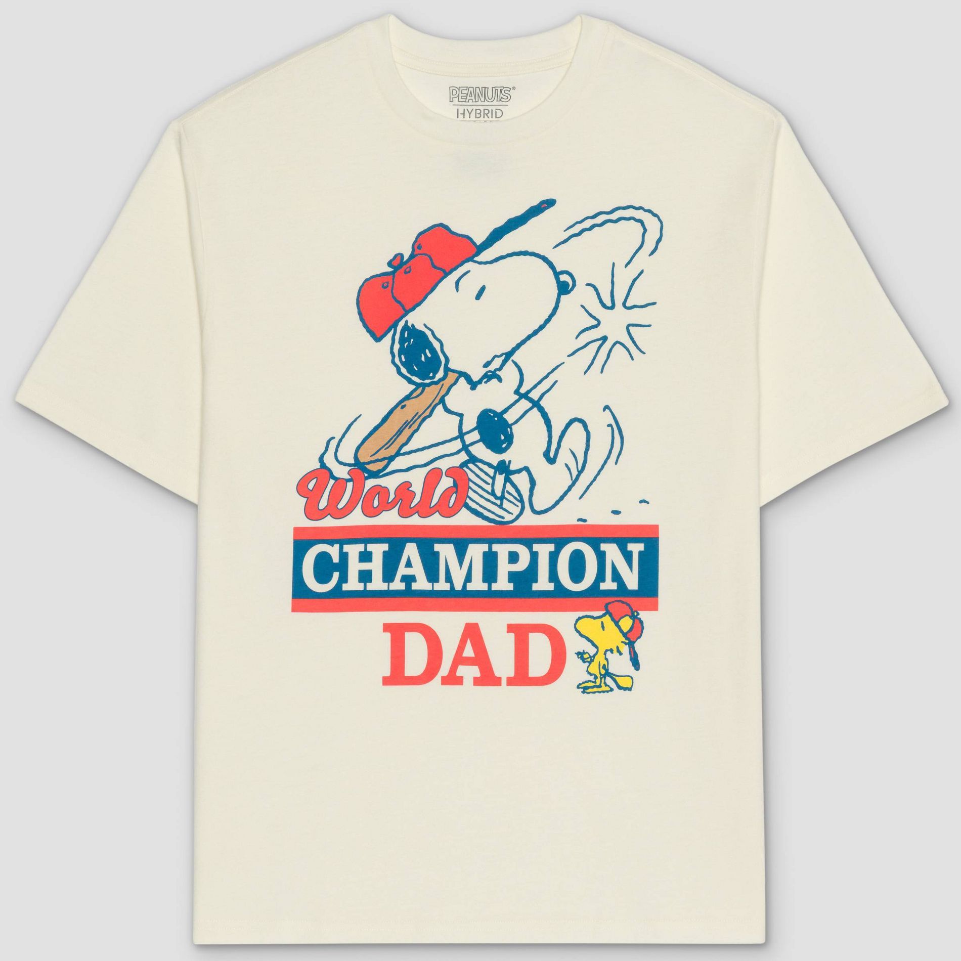 Men's Peanuts Snoopy Short Sleeve World Champ Dad Graphic T-Shirt - Ivory