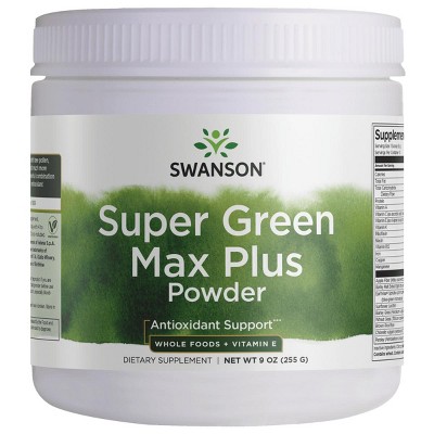 Swanson Super Green Max Plus Powder - Whole Foods + Vitamin E 9 oz Powder.