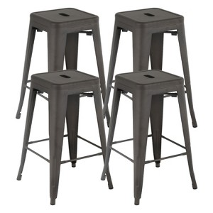 BestMassage Set of 4 Stackable Metal Bar Stools 24/30 Inch Counter Barstool Height Backless - 1 of 4